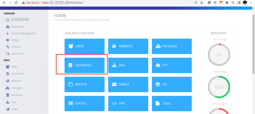 cyber panel create database